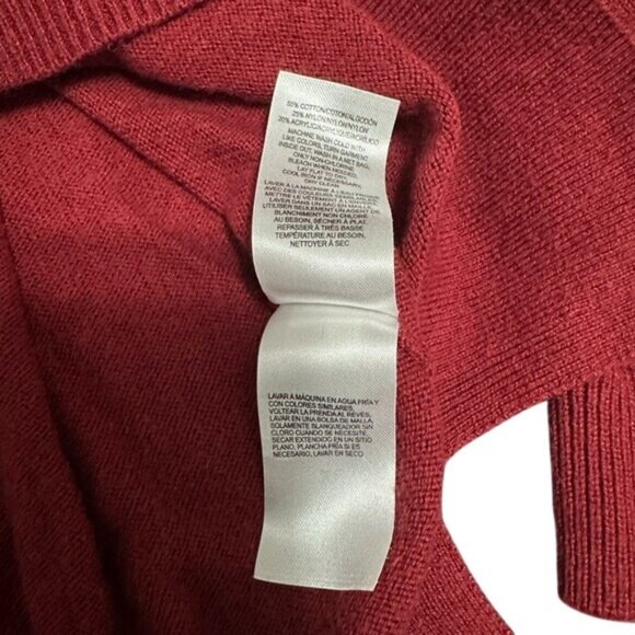 Lucky Brand Red V-Neck Long Sleeve Sweater Womens XL Cotton Blend - Picture 5 of 6